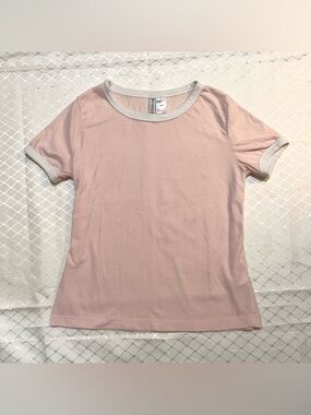 🛍️ 3/$20 | H&M Divided Light Pink Ringer T-Shirt with White Collar & Sleeve Trim